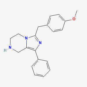molecular formula C20H21N3O B1467688 Methyl 4-[(1-phenyl-5,6,7,8-tetrahydroimidazo[1,5-a]pyrazin-3-yl)methyl]phenyl ether CAS No. 1353505-17-5