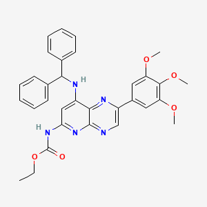 molecular formula C32H31N5O5 B14676943 ethyl N-[8-(benzhydrylamino)-2-(3,4,5-trimethoxyphenyl)pyrido[2,3-b]pyrazin-6-yl]carbamate CAS No. 28649-06-1