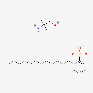 molecular formula C18H30O3S.C4H11NO<br>C22H41NO4S B14677149 Dodecylbenzenesulfonic acid, 2-amino-2-methylpropanol salt CAS No. 37475-84-6