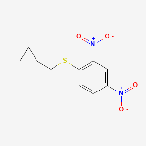 molecular formula C10H10N2O4S B14677198 Benzene, 1-[(cyclopropylmethyl)thio]-2,4-dinitro- CAS No. 36635-41-3