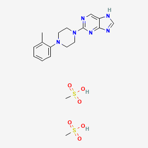 molecular formula C18H26N6O6S2 B14677264 2-(4-(o-Tolyl)-1-piperazinyl)-9H-purine dimethanesulfonate CAS No. 37425-16-4