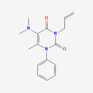 molecular formula C16H19N3O2 B14677347 Uracil, 3-allyl-5-(dimethylamino)-6-methyl-1-phenyl- CAS No. 32150-60-0