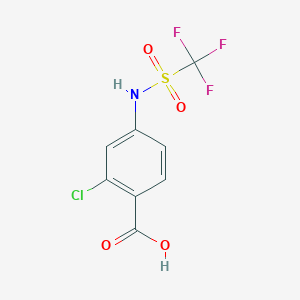 molecular formula C8H5ClF3NO4S B1467739 2-Chloro-4-{[(trifluoromethyl)sulfonyl]amino}benzoic acid CAS No. 716361-56-7