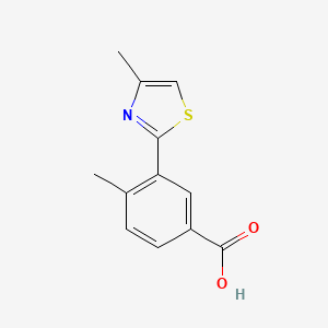 molecular formula C12H11NO2S B14677429 Benzoic acid, 4-methyl-3-(4-methyl-2-thiazolyl)- CAS No. 35195-80-3