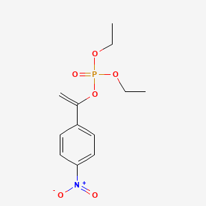 molecular formula C12H16NO6P B14677463 Phosphoric acid, diethyl 1-(4-nitrophenyl)ethenyl ester CAS No. 34804-85-8