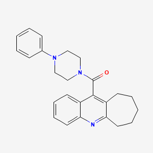 molecular formula C25H27N3O B14677475 Piperazine, 1-phenyl-4-((7,8,9,10-tetrahydro-6H-cyclohepta(b)quinolin-11-yl)carbonyl)- CAS No. 36063-64-6