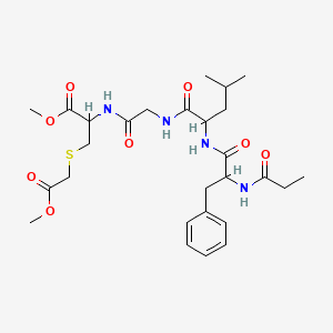 molecular formula C27H40N4O8S B14677600 L-Cysteine, S-(2-methoxy-2-oxoethyl)-N-[N-[N-[N-(1-oxopropyl)-L-phenylalanyl]-L-leucyl]glycyl]-, methyl ester CAS No. 35146-63-5