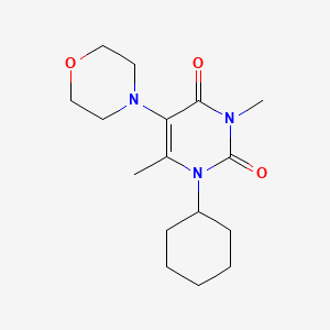 molecular formula C16H25N3O3 B14677688 Uracil, 1-cyclohexyl-3,6-dimethyl-5-morpholino- CAS No. 32250-76-3