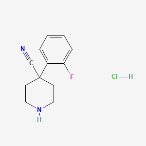 molecular formula C12H14ClFN2 B1467769 4-(2-Fluoro-phenyl)-piperidine-4-carbonitrile hydrochloride CAS No. 1450802-58-0