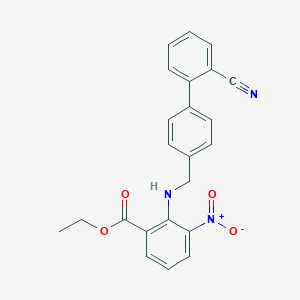 molecular formula C23H19N3O4 B146777 Ethyl-2-[[(2'-cyanobiphenyl-4-YL)methyl]amino]-3-nitrobenzoate CAS No. 136285-67-1