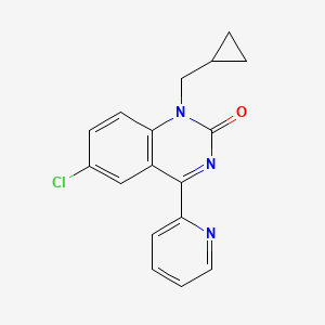 molecular formula C17H14ClN3O B14677858 6-Chloro-1-(cyclopropylmethyl)-4-(pyridin-2-yl)quinazolin-2(1H)-one CAS No. 37554-28-2