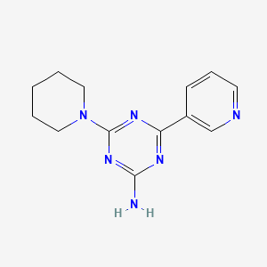 molecular formula C13H16N6 B14678235 s-Triazine, 2-amino-4-piperidino-6-(3-pyridyl)- CAS No. 30072-59-4