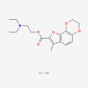 molecular formula C18H24ClNO5 B14678241 Furo(2,3-f)-1,4-benzodioxin-8-carboxylic acid, 7-methyl-, diethylaminoethyl ester, hydrochloride CAS No. 35685-99-5