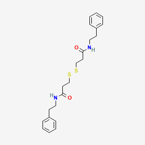molecular formula C22H28N2O2S2 B14678252 Propanamide, 3,3'-dithiobis[N-(2-phenylethyl)- CAS No. 33312-15-1