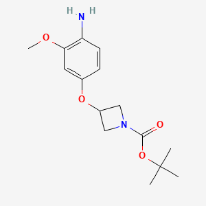 molecular formula C15H22N2O4 B1467862 Tert-butyl 3-(4-amino-3-methoxyphenoxy)azetidine-1-carboxylate CAS No. 1224709-37-8