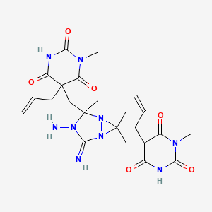 molecular formula C23H31N9O6 B14678738 N,N'-Bis(1-methyl-5-allyl-5-propylidenebarbituryl)diaminoguanidine hydrochloride CAS No. 37175-95-4