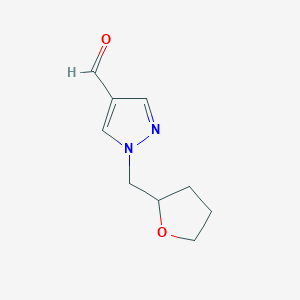 molecular formula C9H12N2O2 B1467918 1-((tetrahydrofuran-2-yl)methyl)-1H-pyrazole-4-carbaldehyde CAS No. 1342856-41-0
