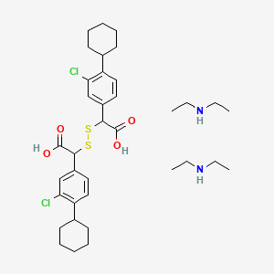 molecular formula C36H54Cl2N2O4S2 B14679397 alpha,alpha'-Di(m-chloro-p-cyclohexylphenyl)-alpha',alpha'-dithiodiacetic acid diethylammonium CAS No. 36612-28-9