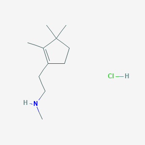 molecular formula C11H22ClN B14679430 N,2,3,3-Tetramethyl-1-cyclopentene-1-ethanamine hydrochloride CAS No. 37613-69-7