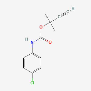 molecular formula C12H12ClNO2 B14679514 2-methylbut-3-yn-2-yl N-(4-chlorophenyl)carbamate CAS No. 32496-81-4