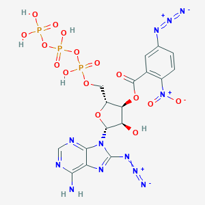 molecular formula C17H17N12O16P3 B146796 5-Azido-2-nitrobenzoyl-8-azido ATP CAS No. 129391-97-5