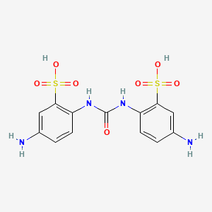 molecular formula C13H14N4O7S2 B14680183 Benzenesulfonic acid, 2,2'-(carbonyldiimino)bis[5-amino- CAS No. 33719-44-7