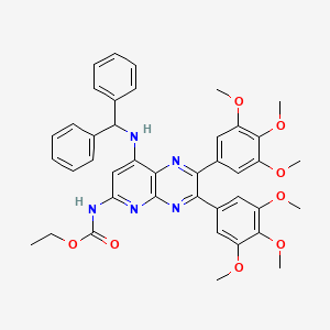 molecular formula C41H41N5O8 B14680288 ethyl N-[8-(benzhydrylamino)-2,3-bis(3,4,5-trimethoxyphenyl)pyrido[2,3-b]pyrazin-6-yl]carbamate CAS No. 28649-08-3