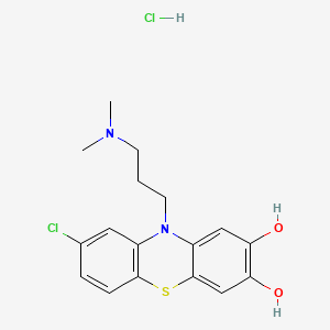molecular formula C17H20Cl2N2O2S B14680587 Phenothiazine, 2-chloro-7,8-dihydroxy-10-(3-(dimethylamino)propyl)-, hydrochloride CAS No. 36803-93-7