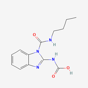 molecular formula C13H16N4O3 B14681278 Carbamic acid, [1-[(butylamino)carbonyl]-1H-benzimidazol-2-yl]- CAS No. 29095-17-8
