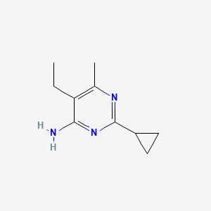 molecular formula C10H15N3 B1468142 2-Cyclopropyl-5-ethyl-6-methylpyrimidin-4-amine CAS No. 1248801-60-6