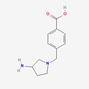 molecular formula C12H16N2O2 B1468149 4-[(3-Aminopyrrolidin-1-yl)methyl]benzoic acid CAS No. 1340225-73-1