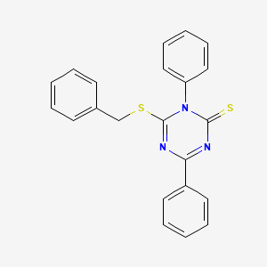 molecular formula C22H17N3S2 B14681490 6-(Benzylsulfanyl)-1,4-diphenyl-1,3,5-triazine-2(1H)-thione CAS No. 39543-11-8