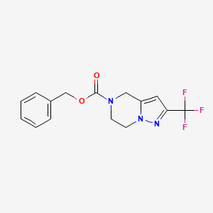 molecular formula C15H14F3N3O2 B1468187 benzyl 2-(trifluoromethyl)-6,7-dihydropyrazolo[1,5-a]pyrazine-5(4H)-carboxylate CAS No. 1353501-68-4