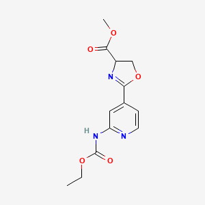 molecular formula C13H15N3O5 B1468210 Methyl 2-{2-[(ethoxycarbonyl)amino]-4-pyridinyl}-4,5-dihydro-1,3-oxazole-4-carboxylate CAS No. 1353505-97-1