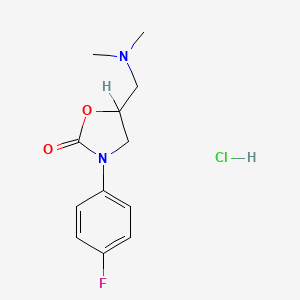 molecular formula C12H16ClFN2O2 B14682203 5-((Dimethylamino)methyl)-3-(p-fluorophenyl)-2-oxazolidinone monohydrochloride CAS No. 27125-15-1
