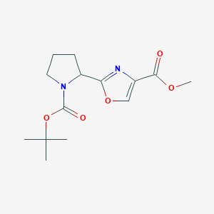 molecular formula C14H20N2O5 B1468221 Methyl 2-[1-(tert-butoxycarbonyl)-2-pyrrolidinyl]-1,3-oxazole-4-carboxylate CAS No. 1353502-02-9