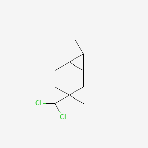 molecular formula C11H16Cl2 B14682353 8,8-Dichloro-1,4,4-trimethyltricyclo(5.1.0.03,5)octane CAS No. 35266-90-1