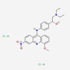 molecular formula C26H30Cl2N4O4 B14682360 Benzyl alcohol, alpha-((diethylamino)methyl)-p-((5-methoxy-3-nitro-9-acridinyl)amino)-, dihydrochloride CAS No. 32951-87-4
