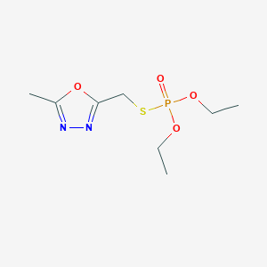 molecular formula C8H15N2O4PS B14682434 Phosphorothioic acid, O,O-diethyl S-((5-methyl-1,3,4-oxadiazol-2-yl)methyl) ester CAS No. 37934-12-6