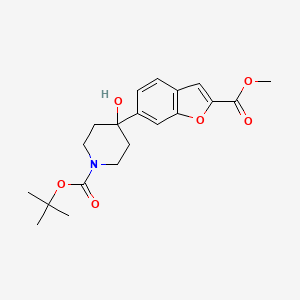 molecular formula C20H25NO6 B1468278 tert-Butyl 4-hydroxy-4-[2-(methoxycarbonyl)-1-benzofuran-6-yl]-1-piperidinecarboxylate CAS No. 1353506-84-9
