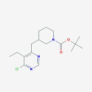 molecular formula C17H26ClN3O2 B1468286 tert-Butyl 3-[(6-chloro-5-ethyl-4-pyrimidinyl)methyl]-1-piperidinecarboxylate CAS No. 1353506-38-3