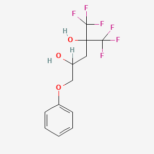 molecular formula C12H12F6O3 B14683036 5-Phenoxy-1,1,1-trifluoro-2-trifluoromethyl-2,4-pentanediol CAS No. 34848-38-9
