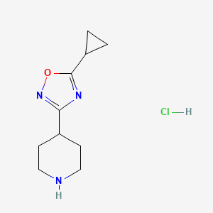 molecular formula C10H16ClN3O B1468311 4-(5-Cyclopropyl-1,2,4-oxadiazol-3-yl)piperidine hydrochloride CAS No. 1351499-81-4