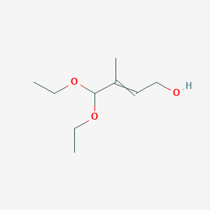 molecular formula C9H18O3 B14683329 4,4-Diethoxy-3-methylbut-2-en-1-ol CAS No. 26586-01-6
