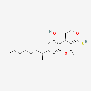 molecular formula C23H34O3S B14683374 1,5-Dihydro-5,5-dimethyl-8-(1,2-dimethylheptyl)-2H,4H-thiopyrano(3,4-c)(1)benzopyran-10-ol CAS No. 31738-46-2