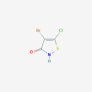 molecular formula C3HBrClNOS B14683471 4-Bromo-5-chloro-1,2-thiazol-3(2H)-one CAS No. 25629-59-8