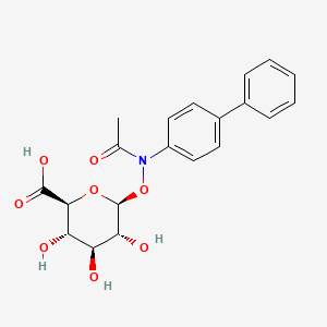 molecular formula C20H21NO8 B14683487 beta-D-Glucopyranuronic acid, 1-((acetyl(1,1'-biphenyl)-4-ylamino)oxy)-1-deoxy- CAS No. 35651-97-9