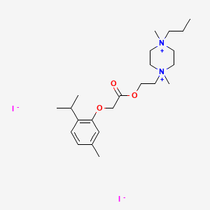 molecular formula C23H40I2N2O3 B14683497 Piperazinium, 1-(2-hydroxyethyl)-1,4-dimethyl-4-propyl-, diiodide, (thymyloxy)acetate CAS No. 32305-42-3