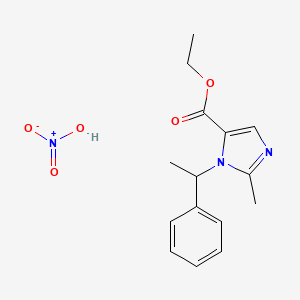molecular formula C15H19N3O5 B14683550 DL-1-(alpha-Methylbenzyl)-2-methylimidazole-5-carboxylic acid ethyl ester nitrate CAS No. 36363-26-5