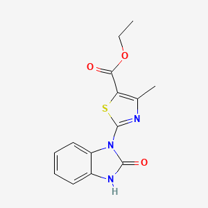 molecular formula C14H13N3O3S B1468359 ethyl 4-methyl-2-(2-oxo-2,3-dihydro-1H-benzo[d]imidazol-1-yl)thiazole-5-carboxylate CAS No. 1184958-81-3